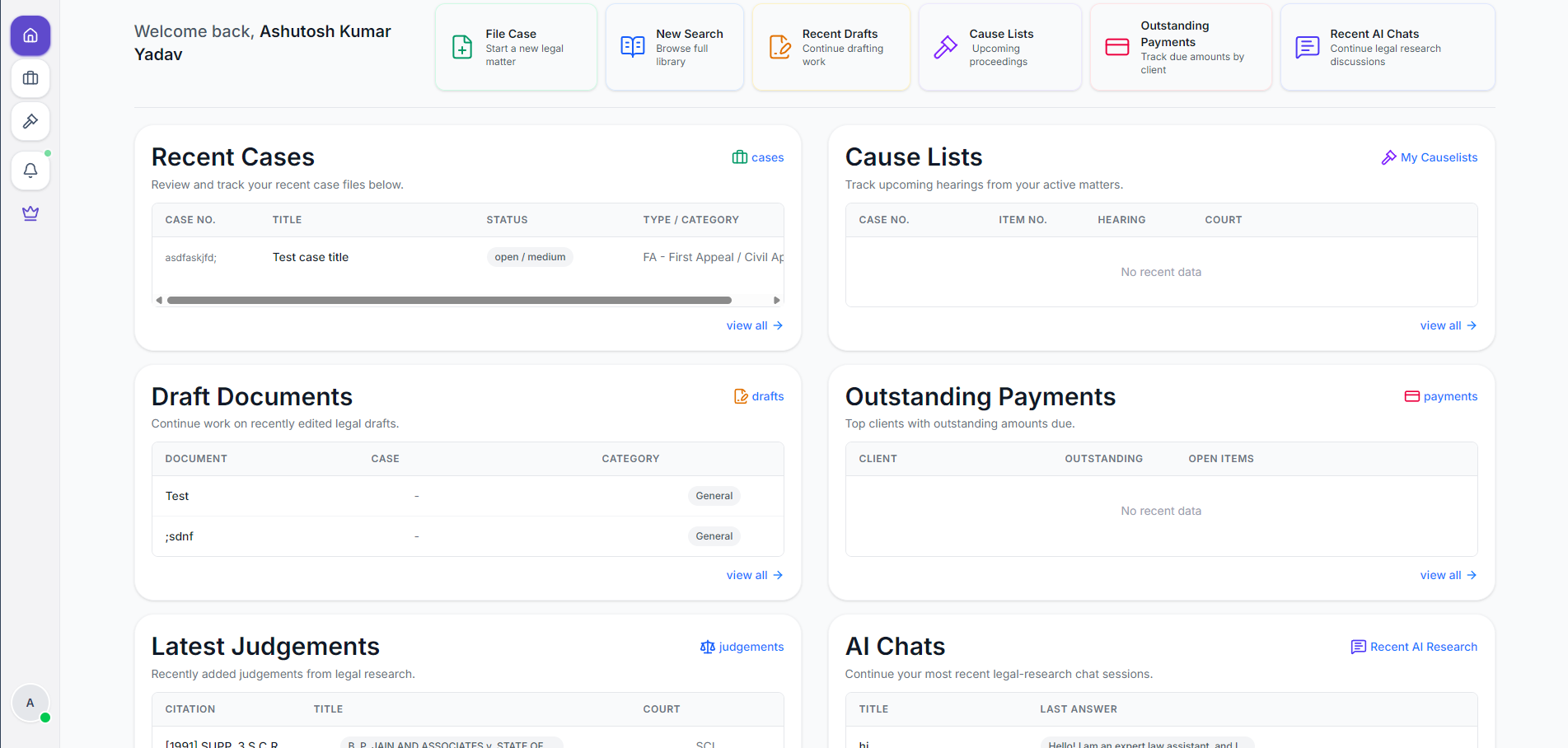 CaseCloud case management dashboard interface